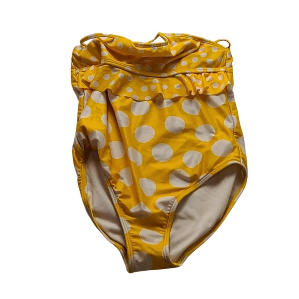 Wonder Nation Girls Yellow Polka Dot Ruffle One Piece Swimsuit L 10-12 NWOT